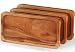 FANICHI Serving Tray Set of 4 (14" & 12") Serving Platter Solid Natural Wood for Food Holder/BBQ/Party Buffet, Avoid Sliding Spilling Food with Easy Carry Grooved Handle Design (Walnut Color)