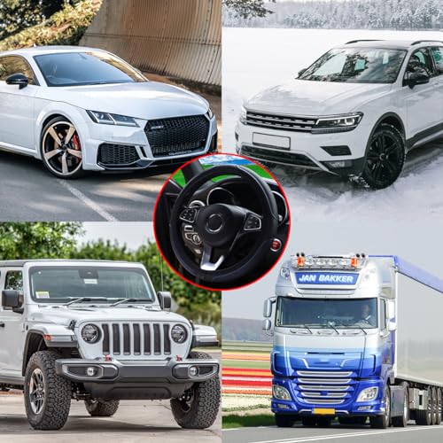 Adunsiaoto Lenkrad Abdeckung Mikrofaser, Heavy Duty Lenkradhülle, Carbon Fiber Auto Lenkrad, Abdeckung Atmungsaktiv Lenkradbezug Faser, Mikrofaser Leder Lenkradhülle Universal Größe(Blau)