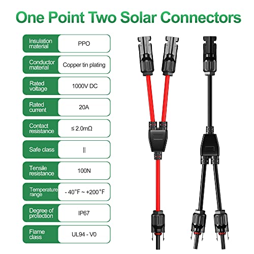 OYMSAE Solar Connectors Y Branch Parallel Adapter Cable Solar Cable