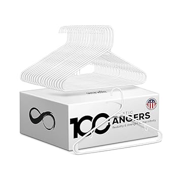 White Standard Plastic Hangers - Space Saving Durable Tubular Heavy Duty Clothes Hanger Set Ideal for Laundry/Daily Use, Can Hold Up to 5.5 Lbs. for Coats, Jackets, Pants & Dress (100-Pack)
