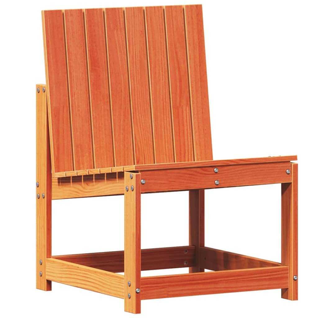 Silla de jardín marrón cera, 50,5 x 55 x 77 cm, madera maciza de pino, robusta pieza de mobiliario para exterior para patio y jardín, cómodo asiento para terraza