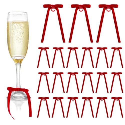 Breloques pour verre à vin et accessoire de décoration de fête en velours rouge coquette