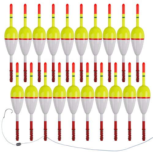 Slip Bobbers for Crappie Fishing Floats and Bobbers Wood Slip Floats Stick Bobbers for Crappie Panfish Walleyes Trout Bass Fishing,490# 20PCS
