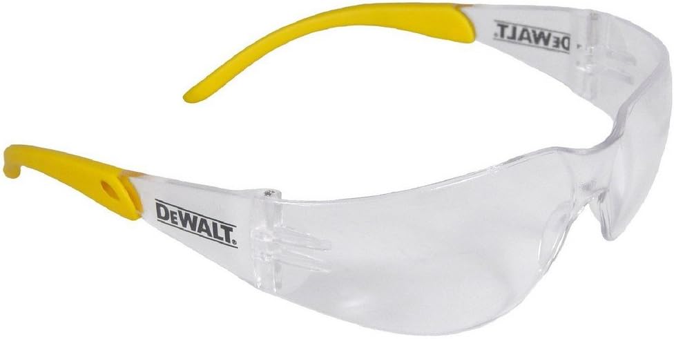 DEWALT DPG54-1D PROTECTOR Clear High Performance Lightweight Protective Safety Glasses With Wraparound Frame -Yellow/Clear (Packaging may vary)