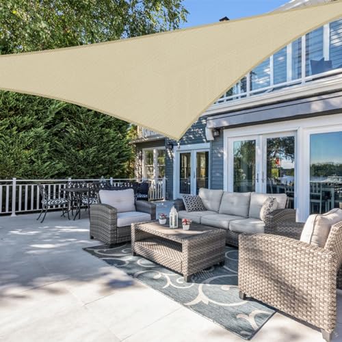 FLORALEAF Right Triangle Sun Shade Sail Beige 8'x8'x11.3' Air Permeable Shade Cloth Heavy Duty Canopy Awning for Patio Backyard Lawn Garden Outdoor