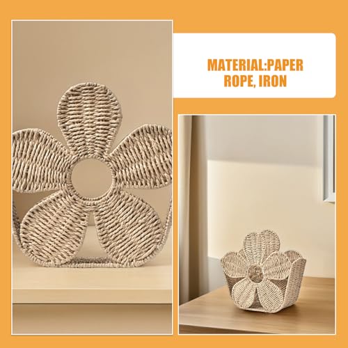 Cesta estrecha para periódicos y cartas de cuerda de papel beige 8