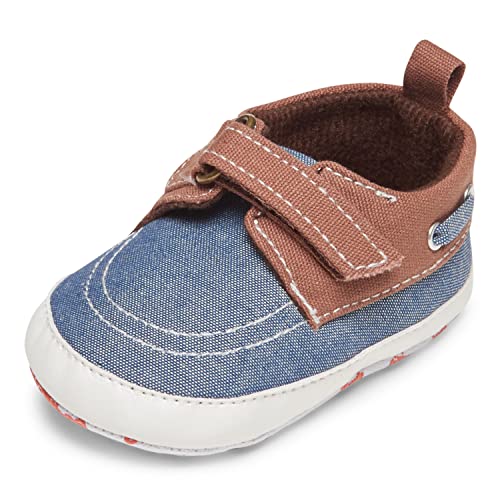 Image of Nuby Baby Boys Girls Infant Boat Shoes, Childrens Casual Style Loafers, Non Slip Soft Sole Shoe with Pull On Tab
