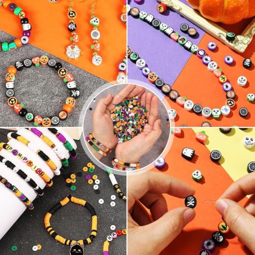 2000Pcs DIY Halloween Plastic Beads Bracelet Making Kit for Bracelet Makings Sets Halloweens Decorations Bracelets Makings Kits Skull Bead Kits Accessories for Arts Crafts Gifts - Image 6
