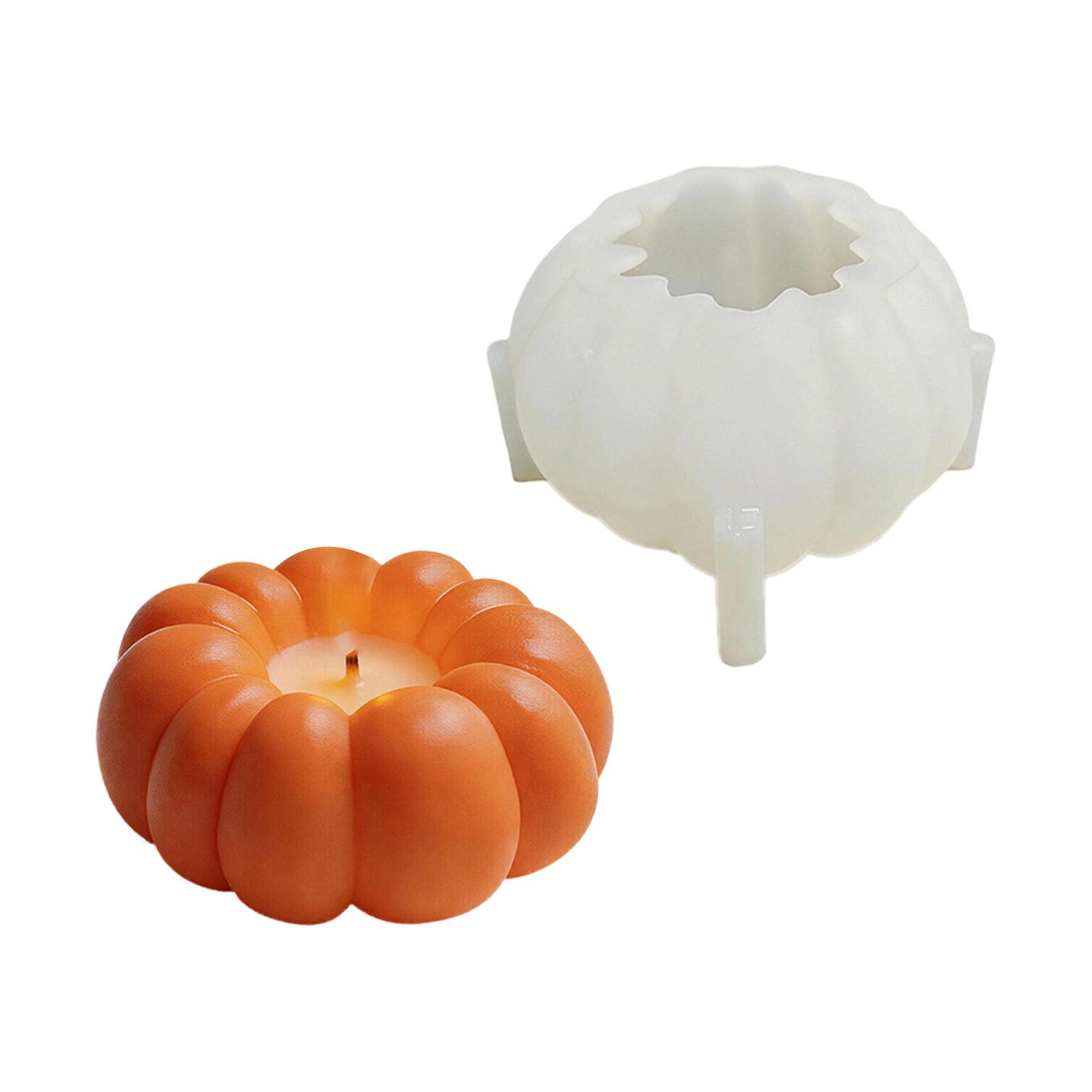 Whoasyst Multipurpose Pumpkin Shape Silicone Molds Easy Demolding for Soap Gypsum Ornament and Epoxy Resin Baking Elastomer Cast
