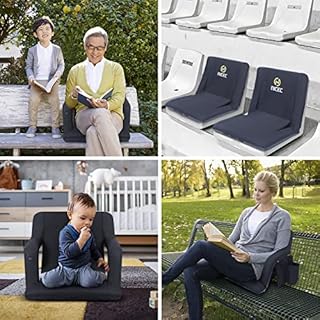 Nice C Heated Bleacher Seat, 5 Reclining Positions Waterproof Cushion, Upgraded Ultralight, Foldable, Extra Thick Padding, with Shoulder Straps & Net Pockets, No Power Bank Included (1 Pack)