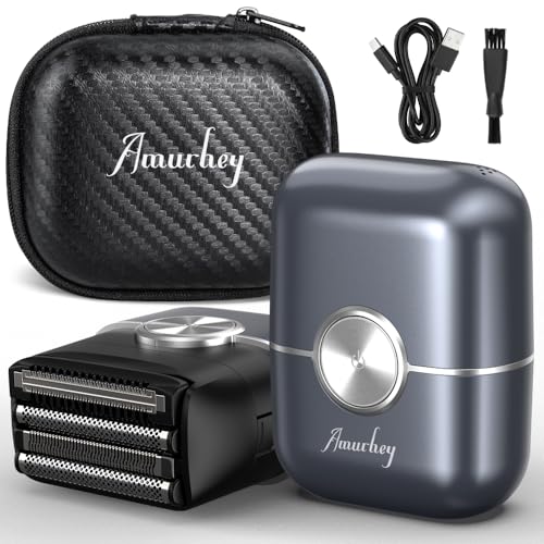 Mini Rasierer Herren Elektrisch mit Reiseetui, [2026 New] Leichter Elektrischer Rasierapparat IPX7 Nass-& Trockenrasierer für Männer, Elektrorasierer mit Langhaartrimmer und Folienscherkopf