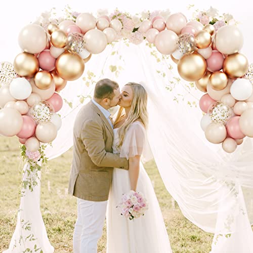 image for RUBFAC 130pcs Blush Balloons Garland Kit, Retro Dusty Pink White Doubl