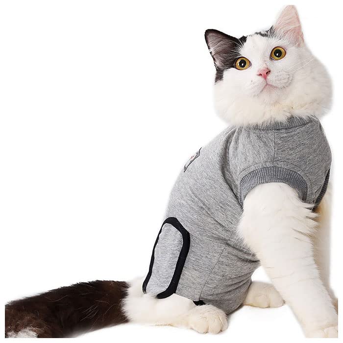 Amazon.co.jp: 猫 術後服 kcat11 Mサイズ グレー : ペット用品