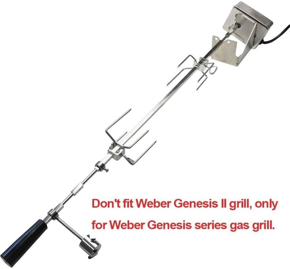 onlyfire Stainless Steel BBQ Rotisserie Kit for Weber Genesis 310/330(Year Under 2016), Spirit 310/330 Series Gas Grills - 3/8" Square Spit Rod
