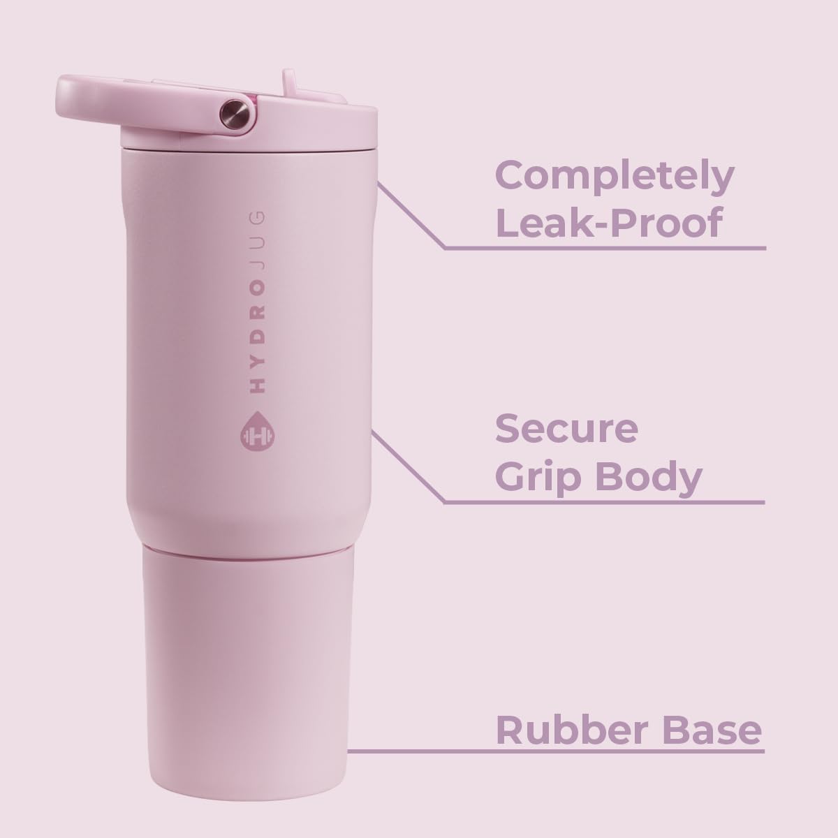 HydroJug Sport - Stainless Steel Tumbler with Straw, Vacuum Insulated, 20oz Leakproof Water Bottle, Ergonomic Design, Reusable, Dishwasher Safe, Rubber Base, Durable for Gym or Outdoors, Sweet Pea thumbnail