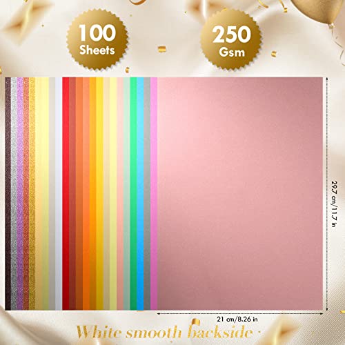 Fuutreo 96 Sheets 24 Colors Colored Cardstock A4 90 Lb Thick Card Stock Paper 8.26 X 11.7 Inches 250 Gsm Mirror Foil Pearlescent Glitter Cardstock For Scrapbook Craft Diy Education Party Decor #TOP1