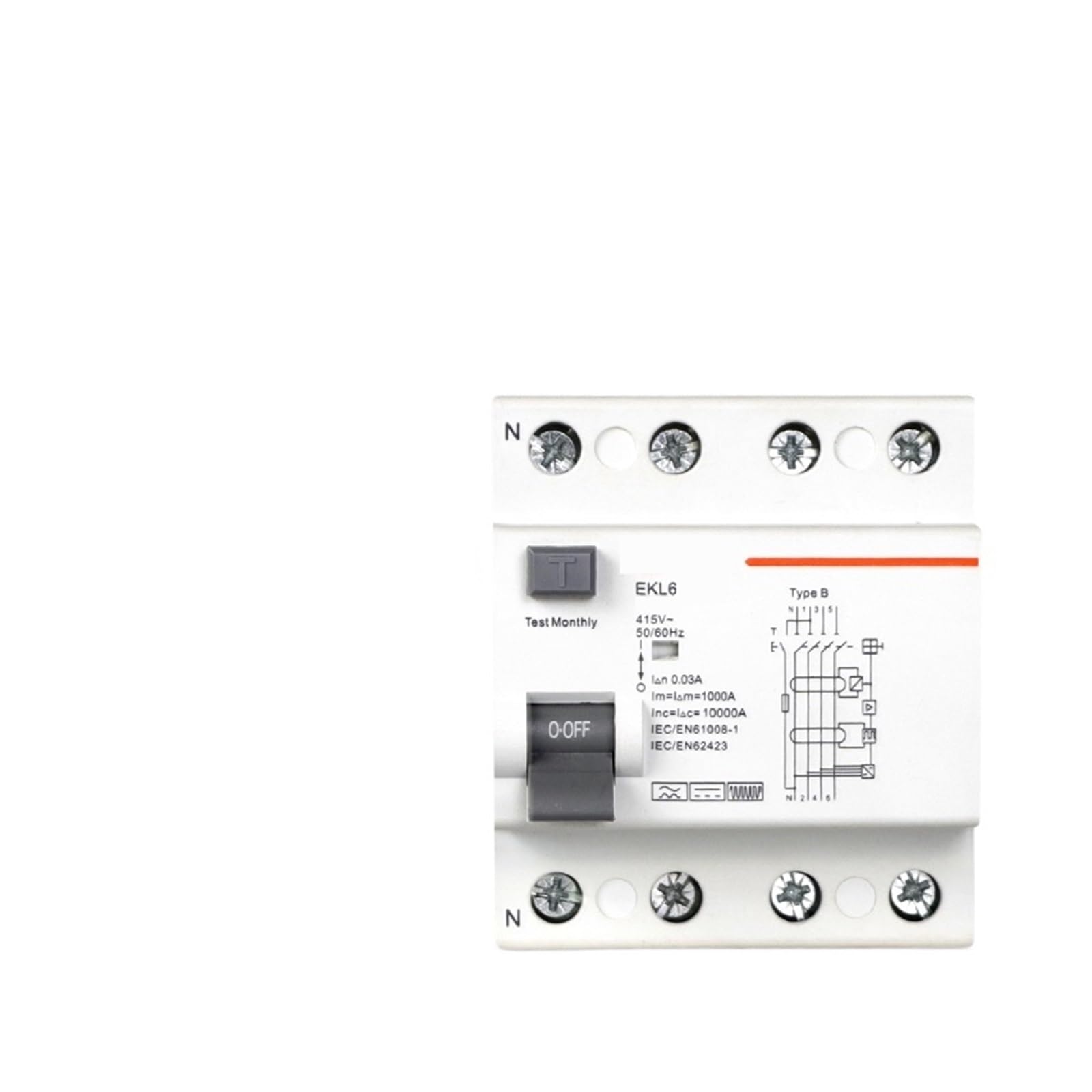 Interruptor diferencial Tipo B EKL6-100B 2P 40A 300mA para carril DIN