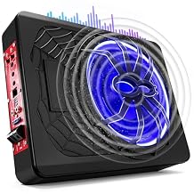 800W Car Subwoofer, 10 Slim Under Seat Subwoofer, Hideaway Subwoofer with Complete Mounting Wire Kit, Car Truck Audio Car Subwoofer with Built-in Amplifier, Powerful Bass & Blue LED Ambient Light