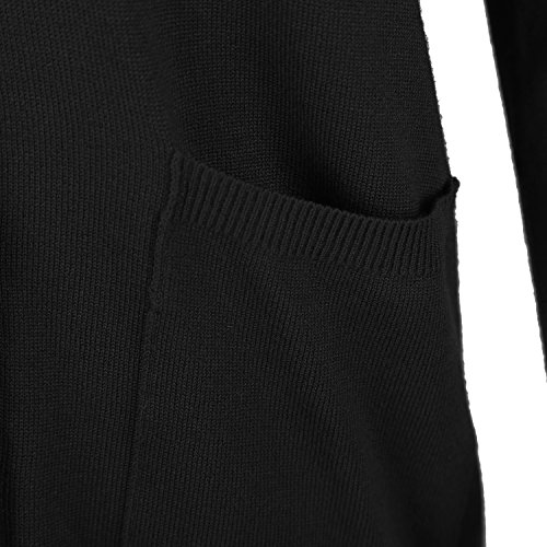 Urban CoCo Women's Long Sleeve Button Down Basic Cardigan Sweater (L, Black)