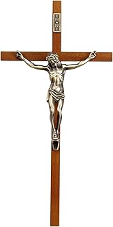 ACHIBANG Crucifix Wall Cross Catholic – 10" Wooden Jesus Cross with INRI for Wall or Easter Decor, Christian Gift for Faithful Home