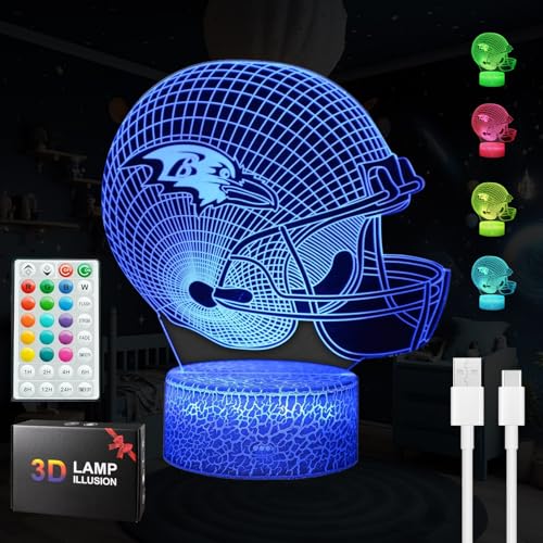 Ecyuaniu LED Optical Illusion Smart 7 Colors Night Light Table Lamp Acrylic Gifts for Raven Men, Women, Kids, Boys, Teens