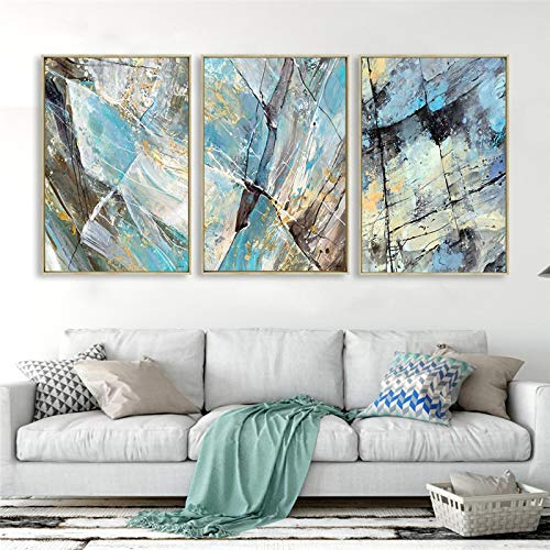 Toile rock texture art mural affiche contemporaine de haute qualité vert abstrait 3 pièces
