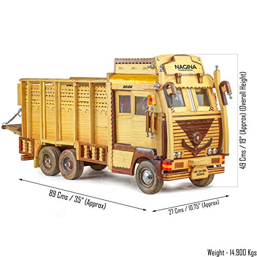 Image of Nagina International 35 inch Wooden Truck Carrier Vehicle | Indian Handicraft Kid's Toys | Traditional Indian Style Lorry Trailer | Children Birthday Gifts Ideas