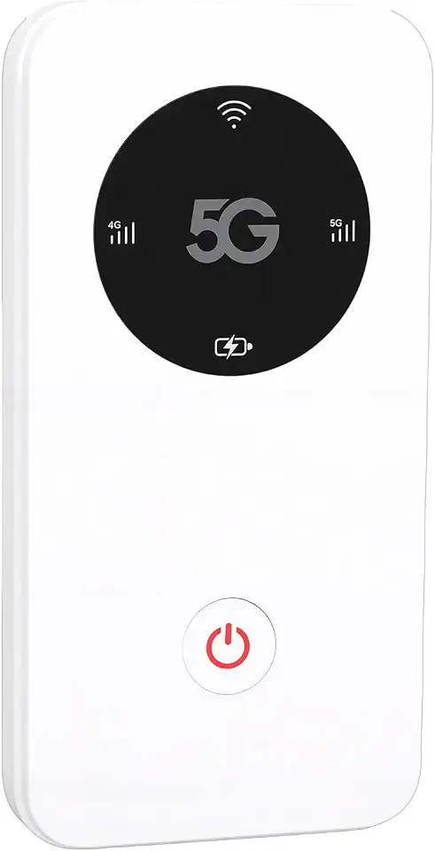 Luocute Roteador de Ponto de Acesso Móvel 5G WiFi 6, Dispositivo WiFi Portátil Com Slot para Cartão Nano SIM e Bateria de 6100mAh, Internet Rápida de até 2,77 Gbps para Viagens e Uso
