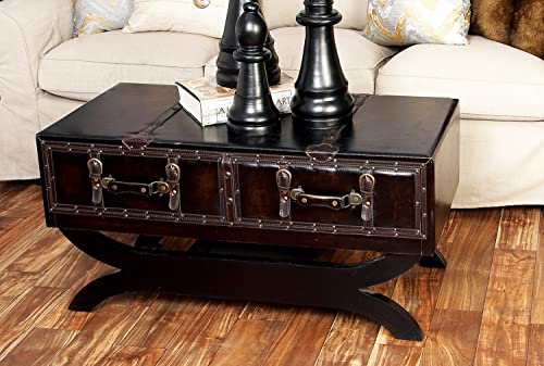 Deco 79 Wood Vintage Faux Leather Coffee Table