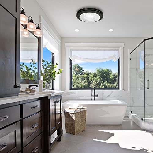 Akicon Ultra Quiet Bathroom Exhaust Fan With Led Light 80Cfm 2.0 Sones Round Bathroom Ventilation Fan With Frosted Glass Cover Matte Black Finish (Matte Black) #TOP7