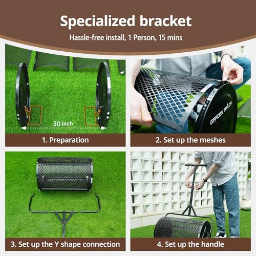 Image of Compost Spreader 30 Inch Peat Moss Spreader - Black