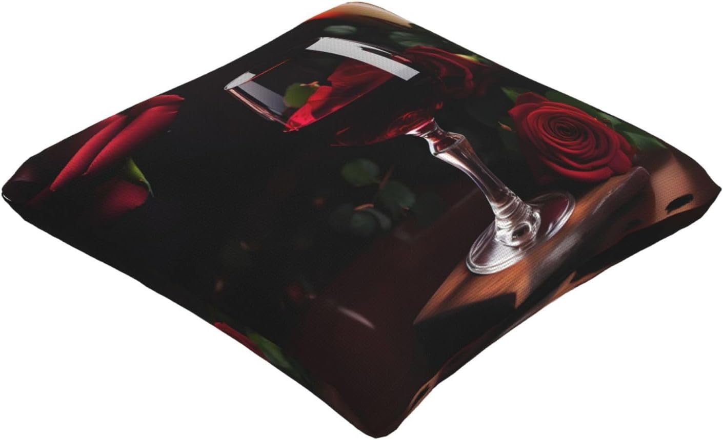 Red Wine Rose and Candle Imitation Linen Pillowcase -2 Sets, Fashionable Home Decoration, Used for Sofas, Gardens, beds