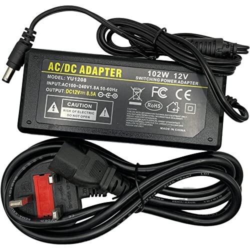 Multibao 12V 8A Power Supply, AC Adapter 100-240V 50-60hz 12V 96W Power Adapter Transformer Charger 5.5x2.5mm (2.1mm) DC Jack for CCTV Camera LED Light Strip