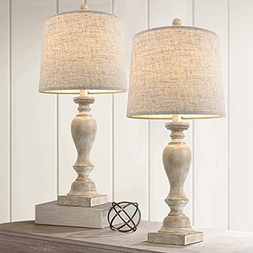 Portres 24.5'' Table Lamp Set Of 2 For Bedroom Table Desk Lamps For Living Room Kids Room Study Room Office Rustic Table Lamps Resin #TOP6