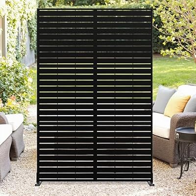 GarveeLife Metal Privacy Screen 72" H x 47" W, Outdoor Privacy Screens and Panels, Freestanding Decorative Fence for Patio Lawn Garden Deck Balcony, 3-Panel Outdoor Divider with Stand
