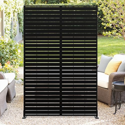 GarveeLife Metal Privacy Screen 72" h x 47" w, Outdoor Privacy Screens and Panels, Freestanding Decorative Fence for Patio Lawn Garden Deck Balcony, 3