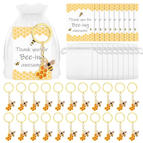 Landical 12 Sets Bee Employee Appreciation Gift Inspirational Bee Keychains