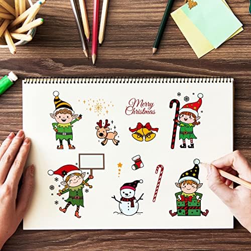 GLOBLELAND Christmas Clear Stamps Elf Snowman Elk Silicone Stamp Seal Bell Transparent Stamps Cards for Card Making DIY Scrapbooking Photo Journaling