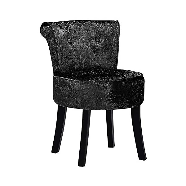 Padded Dressing Table Stool, Vanity Chair with Rubber Black Wood Legs Comfortable Makeup Stool Dressing Chair Fabric Dressing Table Chair With High Back,Makeup Vanity Stool For Guest Room Hall 48*52.5*62CM