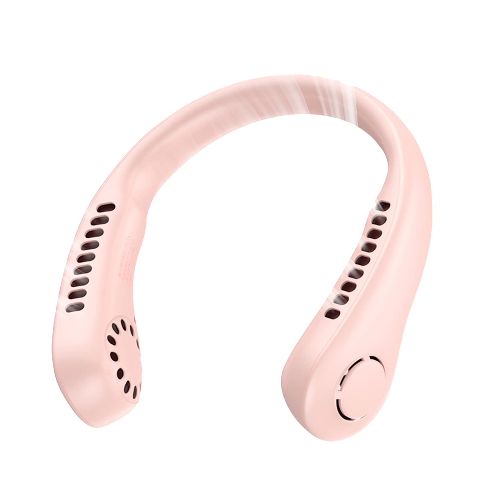 Neck Fan, Portable Neck Fans Portable Rechargeable, Bladeless USB Personal Cooling Fan with 5 Speeds, 3000mAh Hands-Free Wearable Neck Fan, 360° Airflow Quiet Fan for Travel, Office (Pink, 3 Speeds)