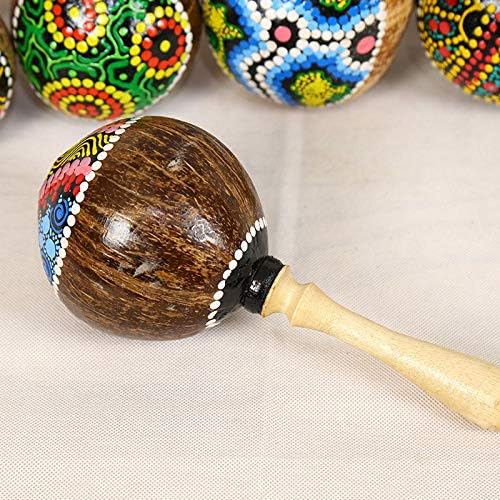 Coconut Shell Shaker Rattle – Hand-Painted Natural Coconut Hammer/Sand Kashaka | Indonesian Percussion Instrument | Handheld Musical Rattle for Rhythm, Jam & Gift