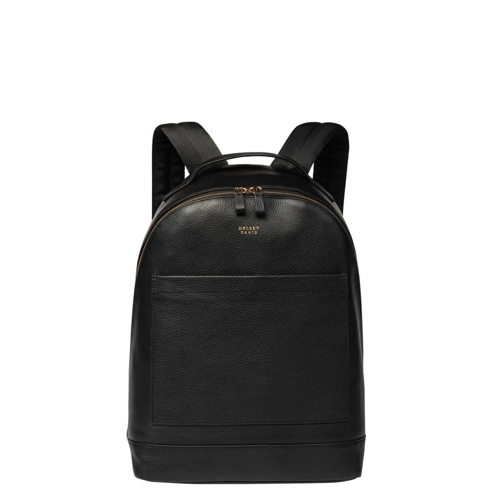 DELSEY Paris – Sac à Dos Homme en Cuir grainé Premium 43 cm (22 L) | Le Cuir Grainé | Format Urbain 43×31×16 cm – élégant, Fonctionnel & Durable - Noir