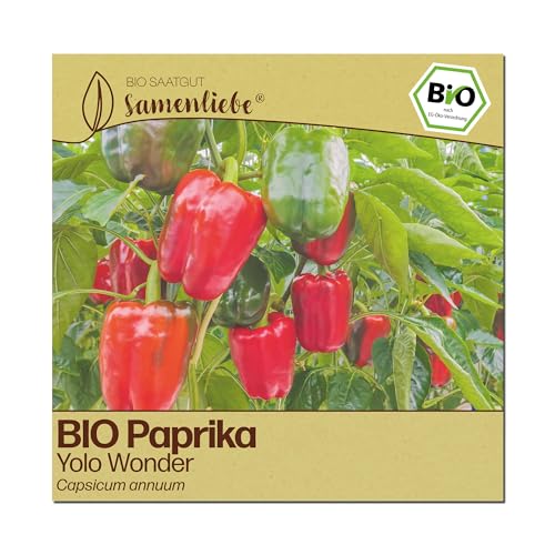 Samenliebe BIO Paprika Samen | Blockpaprika Yolo Wonder - rot & süß - samenfestes BIO Saatgut