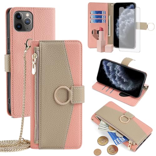 Étui portefeuille iPhone 11 Pro Asuwish avec miroir et bandoulière