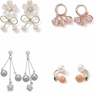 GlitzNaari - 4 Pair of Korean Style Earrings for Girls| Earrings Combo Set for Women - Casual & Office Wearable Earrings Price In India