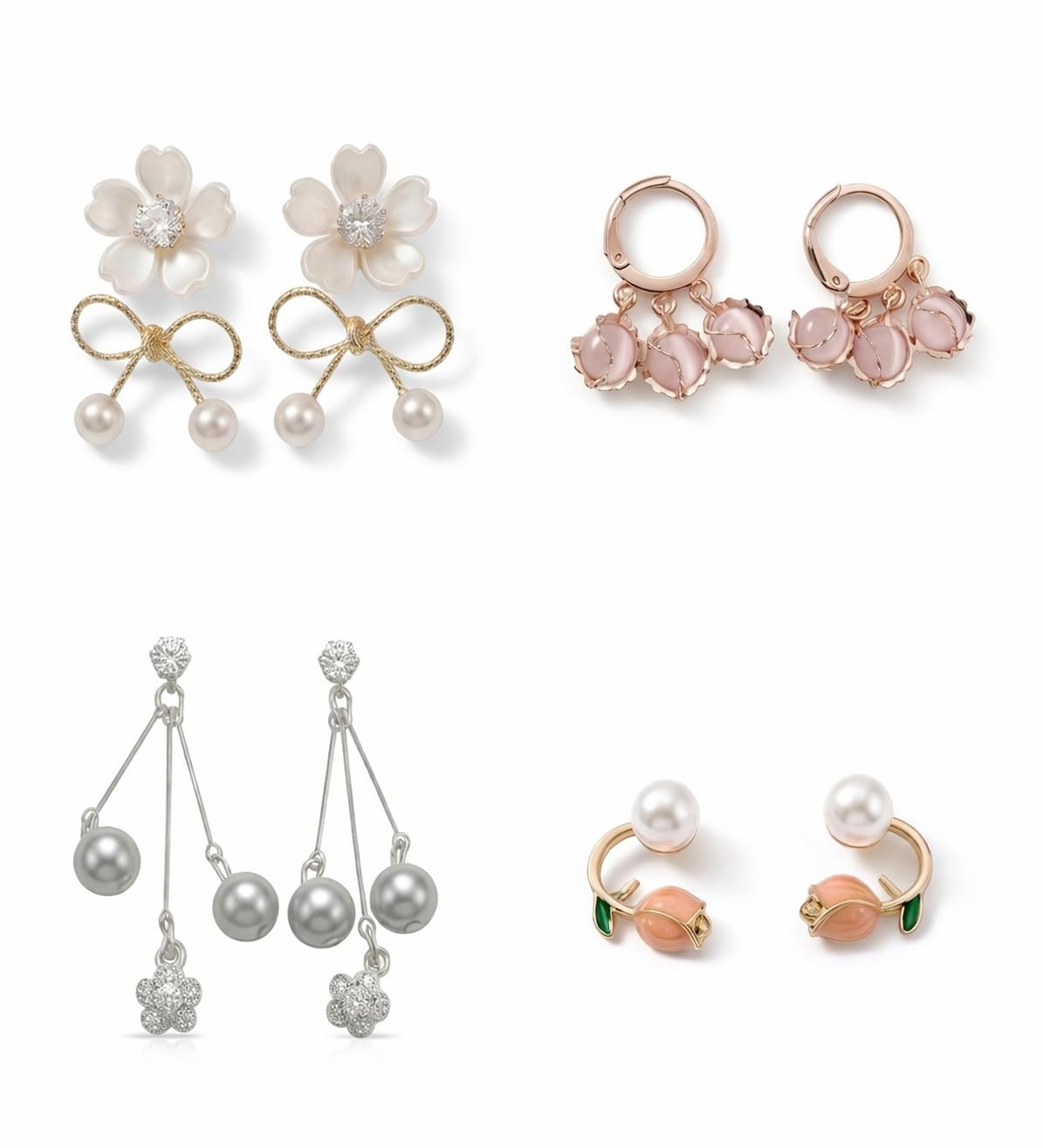 GlitzNaari - 4 Pair of Korean Style Earrings for Girls| Earrings Combo Set for Women - Casual & Office Wearable Earrings - Review, Price and Buying Guide