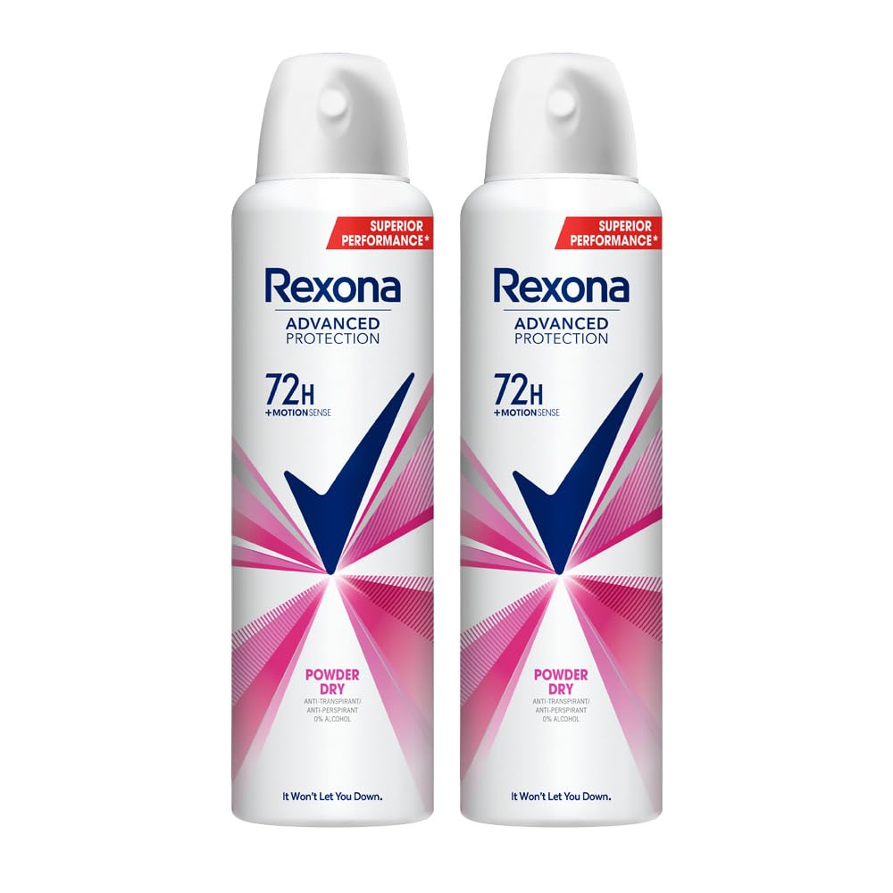 Rexona Advanced Protection Powder Dry | 0% Alcohol | 72H +MotionSense | For Women | 200 ML (Pack of 2)