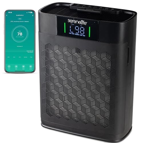 Serenelife Purificateur d’Air HEPA Intelligent – Jusqu’à 100 m², WiFi et App, Ultra Silencieux, Élimine poussière, poils d’animaux et odeurs,...