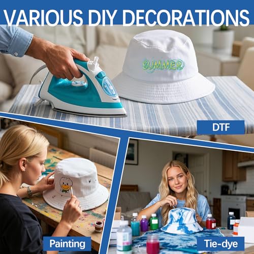 Image of Bucket Hats Bulk Solid Color DIY Blank Hat Bucket Hats for Men, Women and Adults