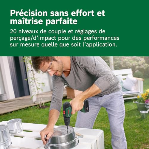 Bosch perceuse-visseuse sans fil UniversalDrill 18V (1 batterie, système 18 V, livré avec deux embouts de vissage et coffret)